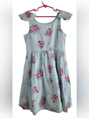 Sonoma Light Blue Floral Dress with Pink Bouquet Accents